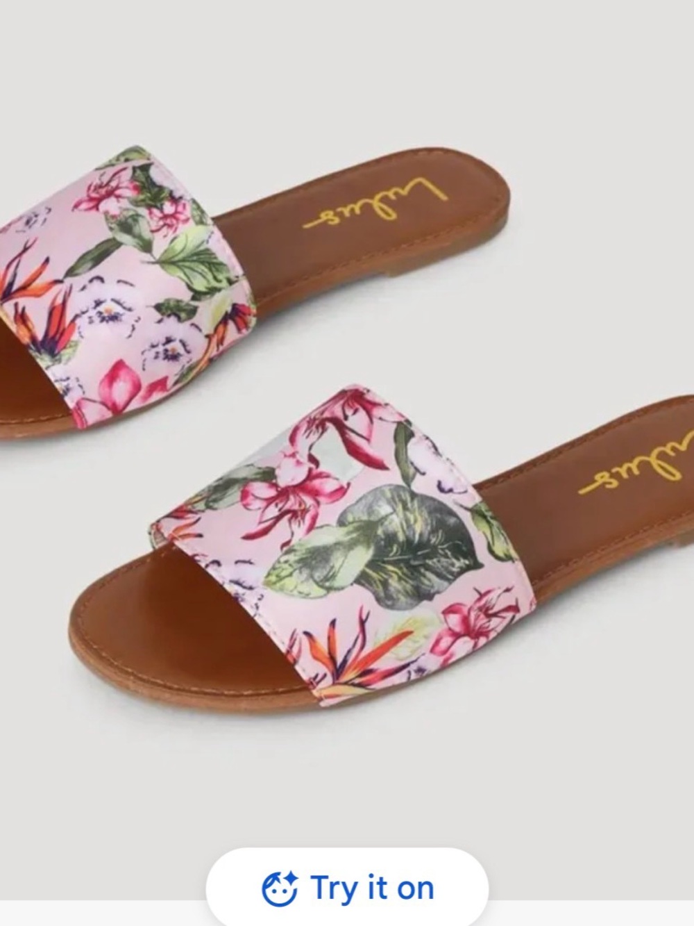 Lulus Pink Floral Slide Sandals - size 6